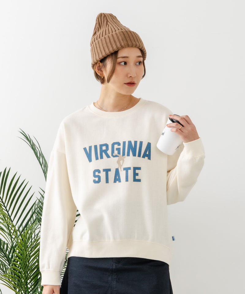 【DISCUS/ディスカス】カレッジロゴ 裏起毛スウェット 裾ラウンド