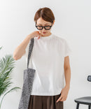 【C-FORTPOINT/フォートポイント】【上品なモックネックデザイン 接触冷感機能付き】 モックネックフレンチスリーブTシャツ プチハイネック ボトルネック ひんやり涼しい 華奢見え