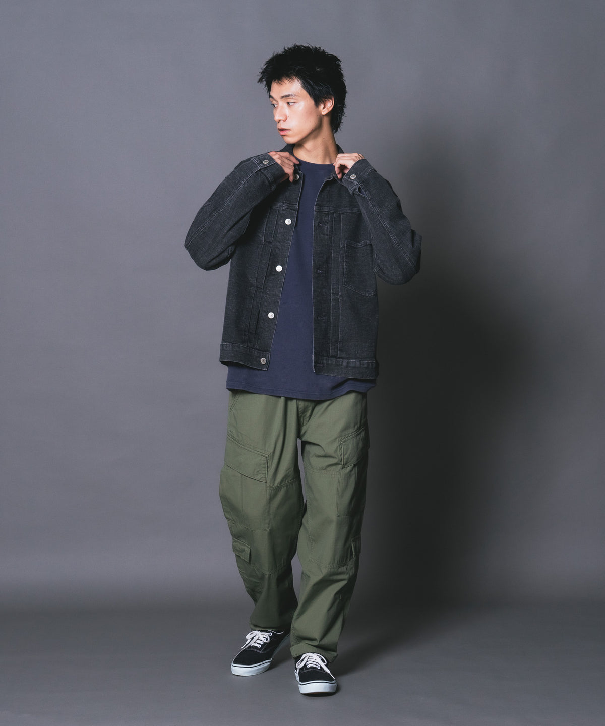 ストレッチ 軽量 スラブデニム Gジャン デニムジャケット BLUE