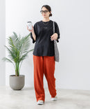 5分袖 刺繍 裾ラウンドTシャツ【C17/シーセブンティーン】