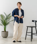 【U.S. POLO ASSN./ユーエスポロアッスン】ワンポイントロゴ刺繍 7分袖 デニムシャツ ❘ジーンズメイト公式オンラインショップ