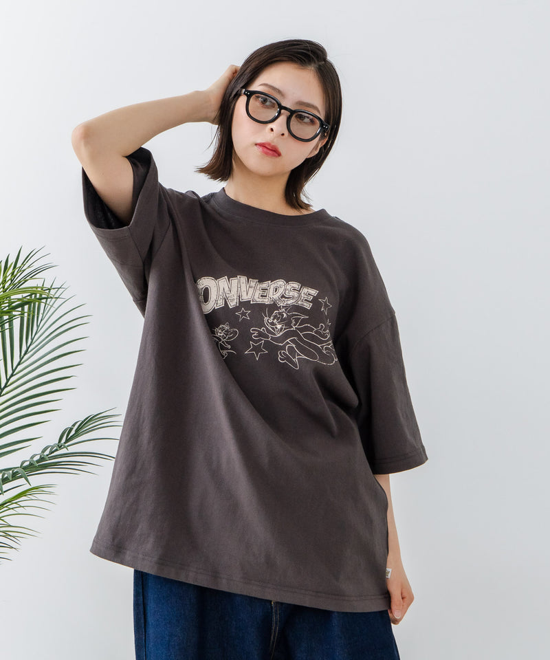 【CONVERSE/コンバース】×【TOM AND JERRY/トムとジェリー】ブランドロゴ プリント オーバーサイズ Tシャツzo