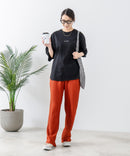 5分袖 刺繍 裾ラウンドTシャツ【C17/シーセブンティーン】