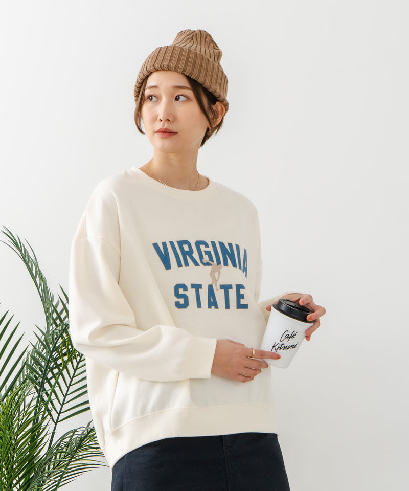 【DISCUS/ディスカス】カレッジロゴ 裏起毛スウェット 裾ラウンド