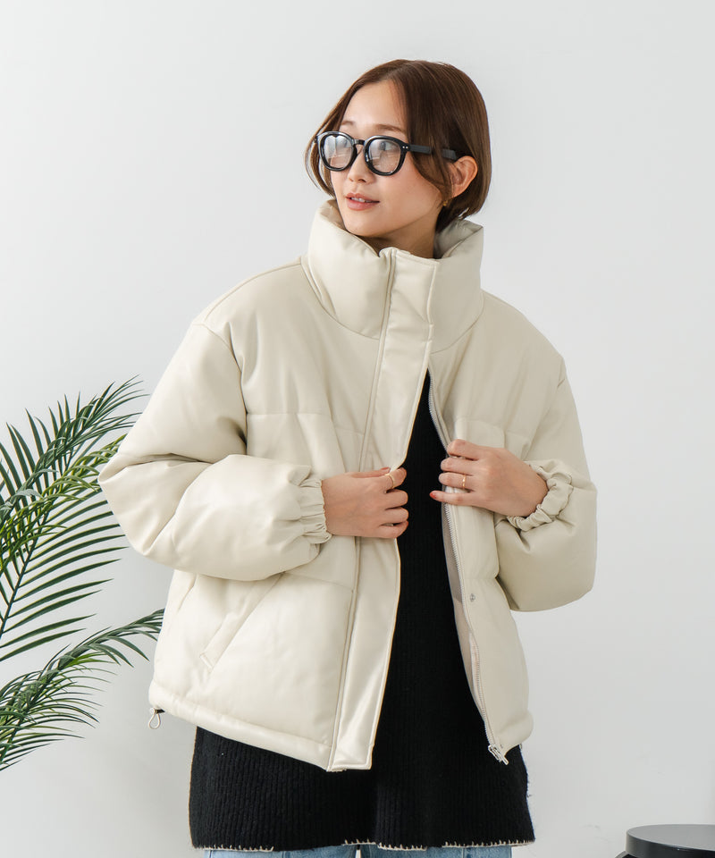 【C-FORT POINT/フォートポイント】フェイクレザー 中綿ブルゾン