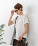 【C-FORTPOINT/フォートポイント】【上品なモックネックデザイン 接触冷感機能付き】 モックネックフレンチスリーブTシャツ プチハイネック ボトルネック ひんやり涼しい 華奢見え