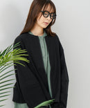 【fort point/フォートポイント】梨地 クルーネック ジップカーディガン