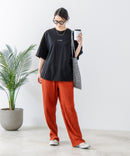 5分袖 刺繍 裾ラウンドTシャツ【C17/シーセブンティーン】