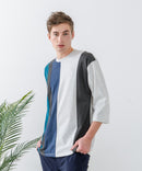 ZEROSTAIN フェイクレイヤード ビッグシルエット 切り替えデザイン 7分袖Tシャツ 汗染みの目立ちにくいTシャツ 防汚 UVカット