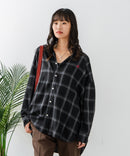 【BEVERLY HILLS POLO CLUB/ビバリーヒルズポロクラブ】オーバーサイズ ロゴ ワンポイント刺繍 シャギーチェックシャツ/フランネルシャツ/レディース メンズ