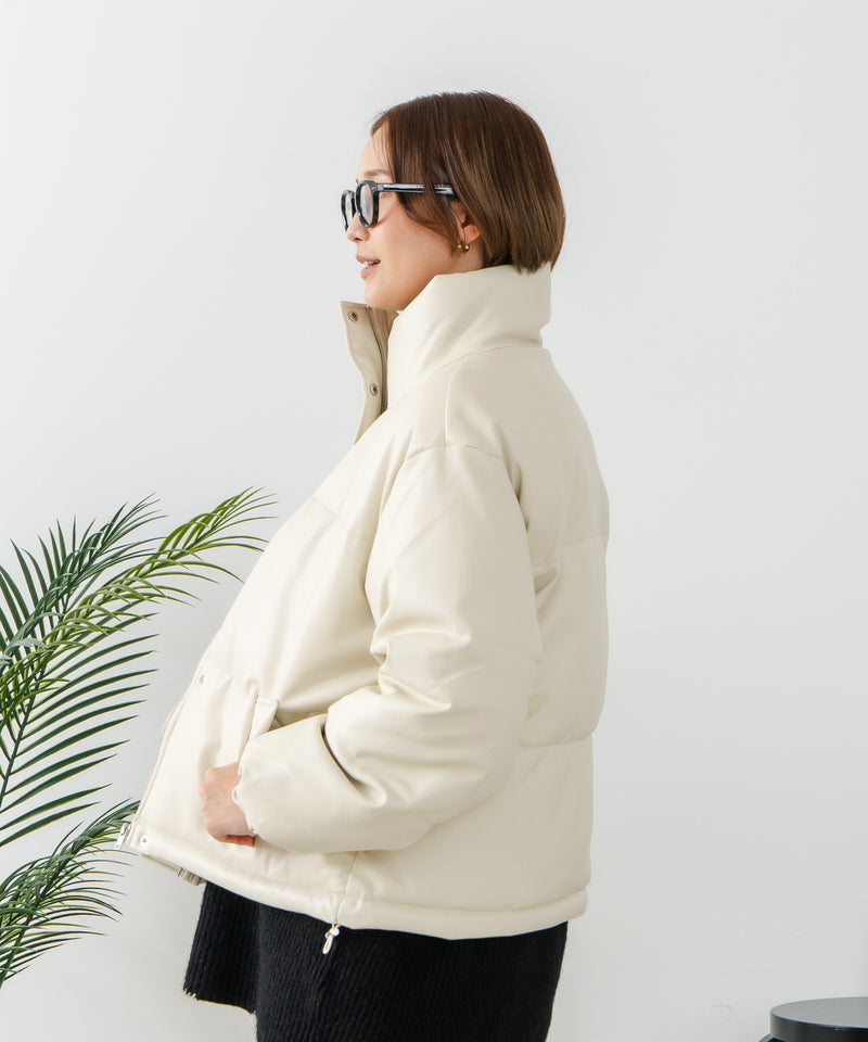 【C-FORT POINT/フォートポイント】フェイクレザー 中綿ブルゾン