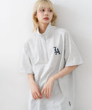 【SAVIER/サビアー】×【ZERO STAIN/ゼロステイン】【LAロゴ立体刺繍】コラボ ハーフジップ Tシャツ オーバーサイズ 汗染み防止 ストリート・スケーター