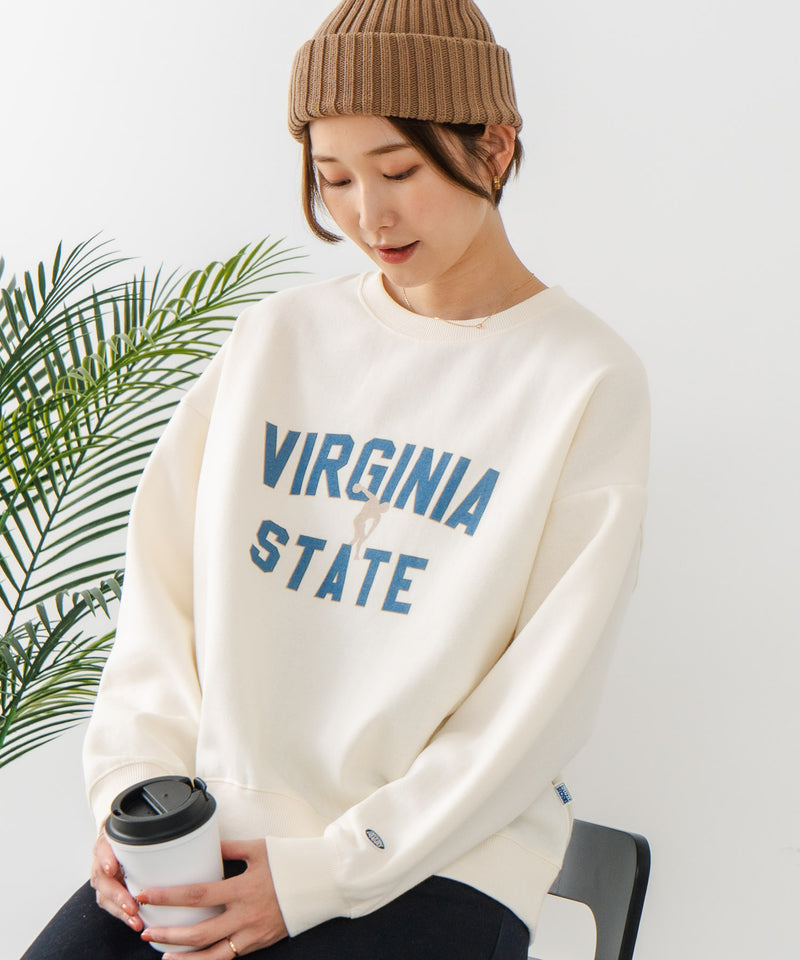 【DISCUS/ディスカス】カレッジロゴ 裏起毛スウェット 裾ラウンド