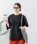 5分袖 刺繍 裾ラウンドTシャツ【C17/シーセブンティーン】