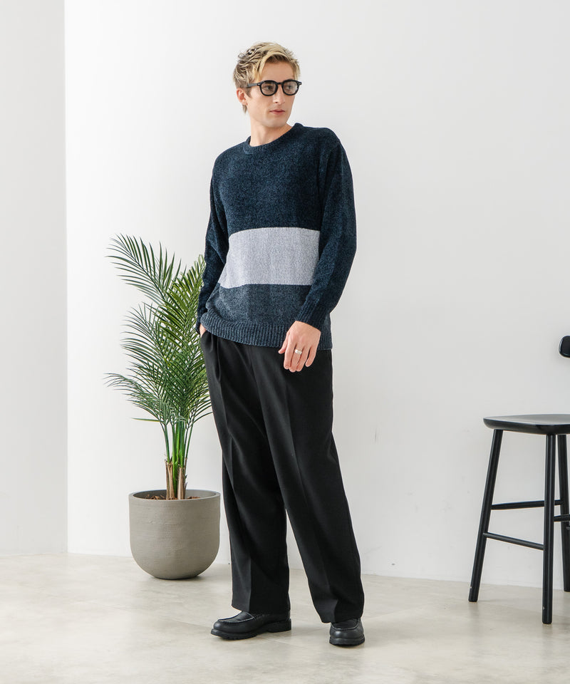 【BLUE STANDARD/ブルースタンダード】モール切り替えニット セーター 冬服 防寒 暖服