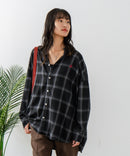 【BEVERLY HILLS POLO CLUB/ビバリーヒルズポロクラブ】オーバーサイズ ロゴ ワンポイント刺繍 シャギーチェックシャツ/フランネルシャツ/レディース メンズ