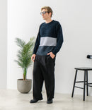 【BLUE STANDARD/ブルースタンダード】モール切り替えニット セーター 冬服 防寒 暖服