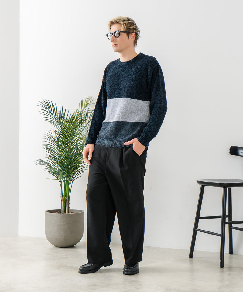 【BLUE STANDARD/ブルースタンダード】モール切り替えニット セーター 冬服 防寒 暖服