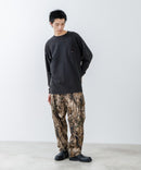 【SAVIER/サビアー】オーバーサイズ ポケット付クルーネックロンT ワンポイント刺繍 ブランドロゴ