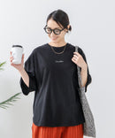 5分袖 刺繍 裾ラウンドTシャツ【C17/シーセブンティーン】