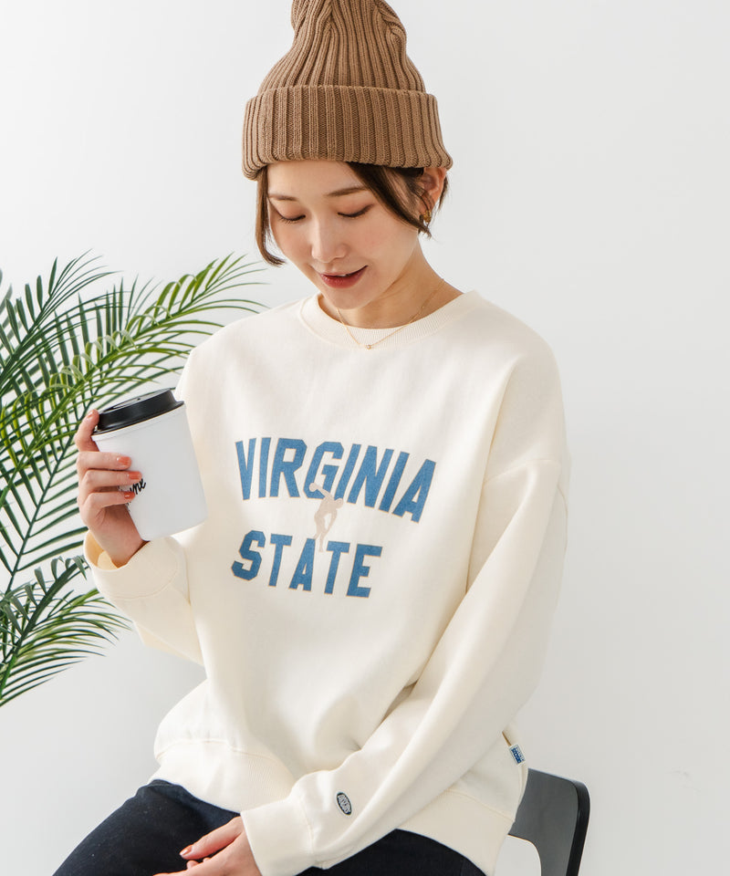 【DISCUS/ディスカス】カレッジロゴ 裏起毛スウェット 裾ラウンド