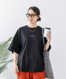 5分袖 刺繍 裾ラウンドTシャツ【C17/シーセブンティーン】