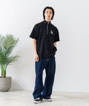 【SAVIER/サビアー】×【ZERO STAIN/ゼロステイン】【LAロゴ立体刺繍】コラボ ハーフジップ Tシャツ オーバーサイズ 汗染み防止 ストリート・スケーター
