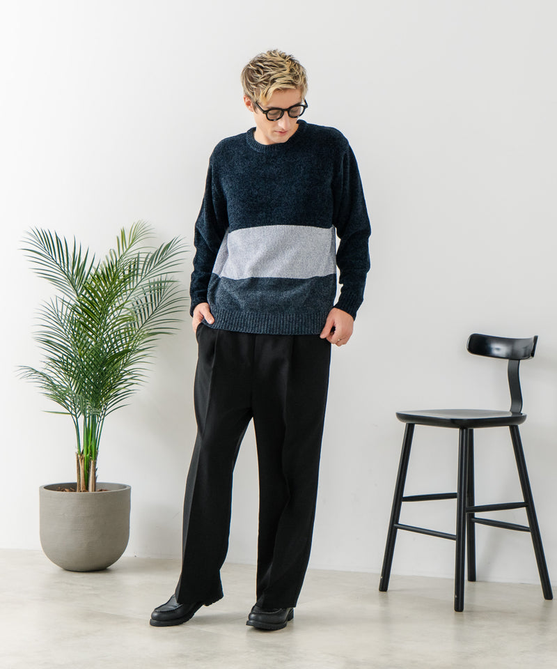 【BLUE STANDARD/ブルースタンダード】モール切り替えニット セーター 冬服 防寒 暖服