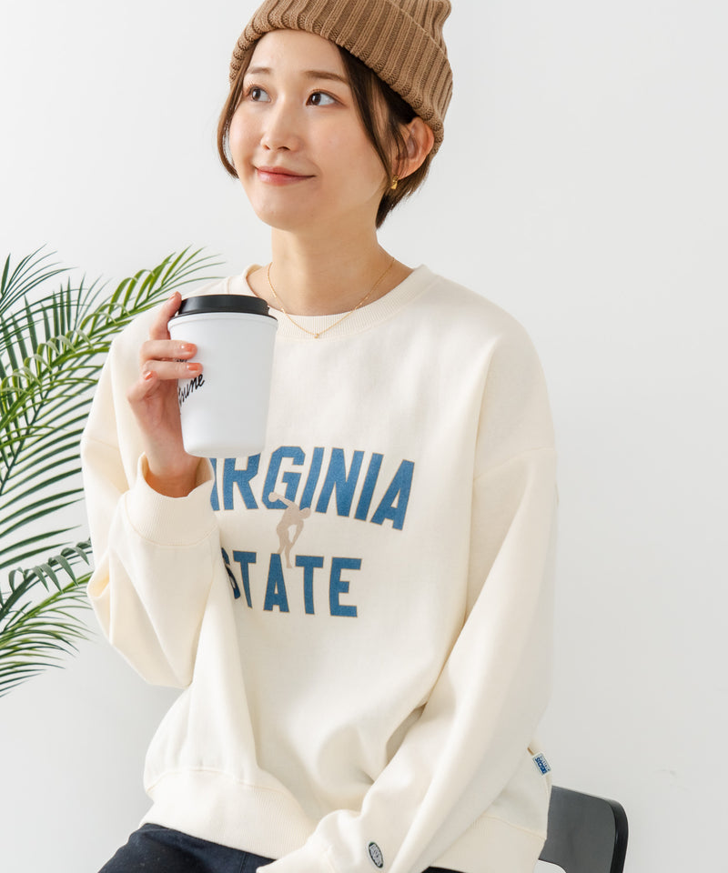 【DISCUS/ディスカス】カレッジロゴ 裏起毛スウェット 裾ラウンド