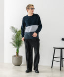 【BLUE STANDARD/ブルースタンダード】モール切り替えニット セーター 冬服 防寒 暖服