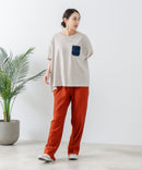 5分袖 刺繍 ポケット付Tシャツ【C17/シーセブンティーン】