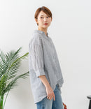 【C-FORT POINT/フォートポイント】すっきり見え ストライプ柄 スキッパーブラウス きれいめ オフィス 通勤 大人カジュアル お出かけ ナチュラル 綿100% ❘ジーンズメイト公式オンラインショップ