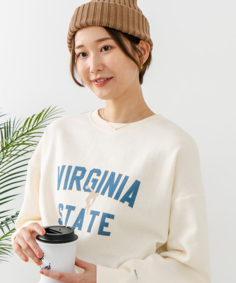 【DISCUS/ディスカス】カレッジロゴ 裏起毛スウェット 裾ラウンド