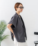 【C-FORT POINT/フォートポイント】カーディガン感覚で羽織れる リネンタッチ 半袖 シングルテーラードジャケット きれいめ さらさら 涼感 冷房対策 オフィス 通勤