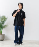 【SAVIER/サビアー】×【ZERO STAIN/ゼロステイン】【LAロゴ立体刺繍】コラボ ハーフジップ Tシャツ オーバーサイズ 汗染み防止 ストリート・スケーター