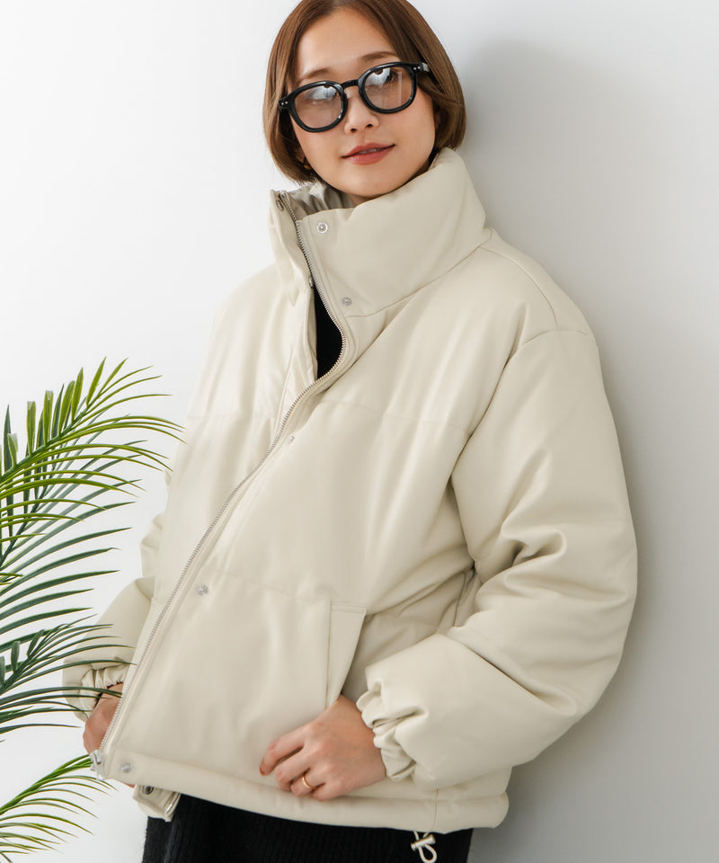 【C-FORT POINT/フォートポイント】フェイクレザー 中綿ブルゾン