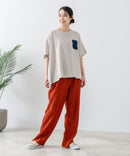 5分袖 刺繍 ポケット付Tシャツ【C17/シーセブンティーン】