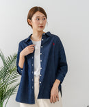 【U.S. POLO ASSN./ユーエスポロアッスン】ワンポイントロゴ刺繍 7分袖 デニムシャツ ❘ジーンズメイト公式オンラインショップ