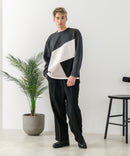 【BLUE STANDARD/ブルースタンダード】パフィースウェット 切り替え クルーネック トレーナー ストレッチ 春服