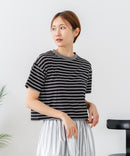 【C-FORT POINT/フォートポイント】ボーダークロップド丈Ｔシャツ