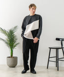 【BLUE STANDARD/ブルースタンダード】パフィースウェット 切り替え クルーネック トレーナー ストレッチ 春服