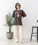【sanrio/サンリオ】【ゆったりルーズシルエット】日焼けキャラクター サガラ刺繍Tシャツ ハローキティ クロミ ポチャッコ y2k 平成レトロ