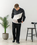 【BLUE STANDARD/ブルースタンダード】パフィースウェット 切り替え クルーネック トレーナー ストレッチ 春服