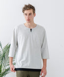 【汗染みの目立ちにくいTシャツ ZEROSTAIN/ゼロステイン】フェイクレイヤード ビッグシルエット キーネック クルーネック 7分袖Tシャツ 防汚 ＵＶカット ❘ジーンズメイト公式オンラインショップ