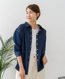 【U.S. POLO ASSN./ユーエスポロアッスン】ワンポイントロゴ刺繍 7分袖 デニムシャツ ❘ジーンズメイト公式オンラインショップ