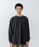 【SAVIER/サビアー】オーバーサイズ ポケット付クルーネックロンT ワンポイント刺繍 ブランドロゴ