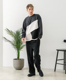 【BLUE STANDARD/ブルースタンダード】パフィースウェット 切り替え クルーネック トレーナー ストレッチ 春服