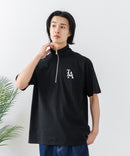 【SAVIER/サビアー】×【ZERO STAIN/ゼロステイン】【LAロゴ立体刺繍】コラボ ハーフジップ Tシャツ オーバーサイズ 汗染み防止 ストリート・スケーター
