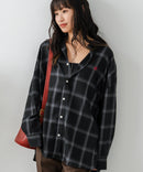 【BEVERLY HILLS POLO CLUB/ビバリーヒルズポロクラブ】オーバーサイズ ロゴ ワンポイント刺繍 シャギーチェックシャツ/フランネルシャツ/レディース メンズ