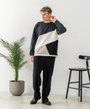 【BLUE STANDARD/ブルースタンダード】パフィースウェット 切り替え クルーネック トレーナー ストレッチ 春服